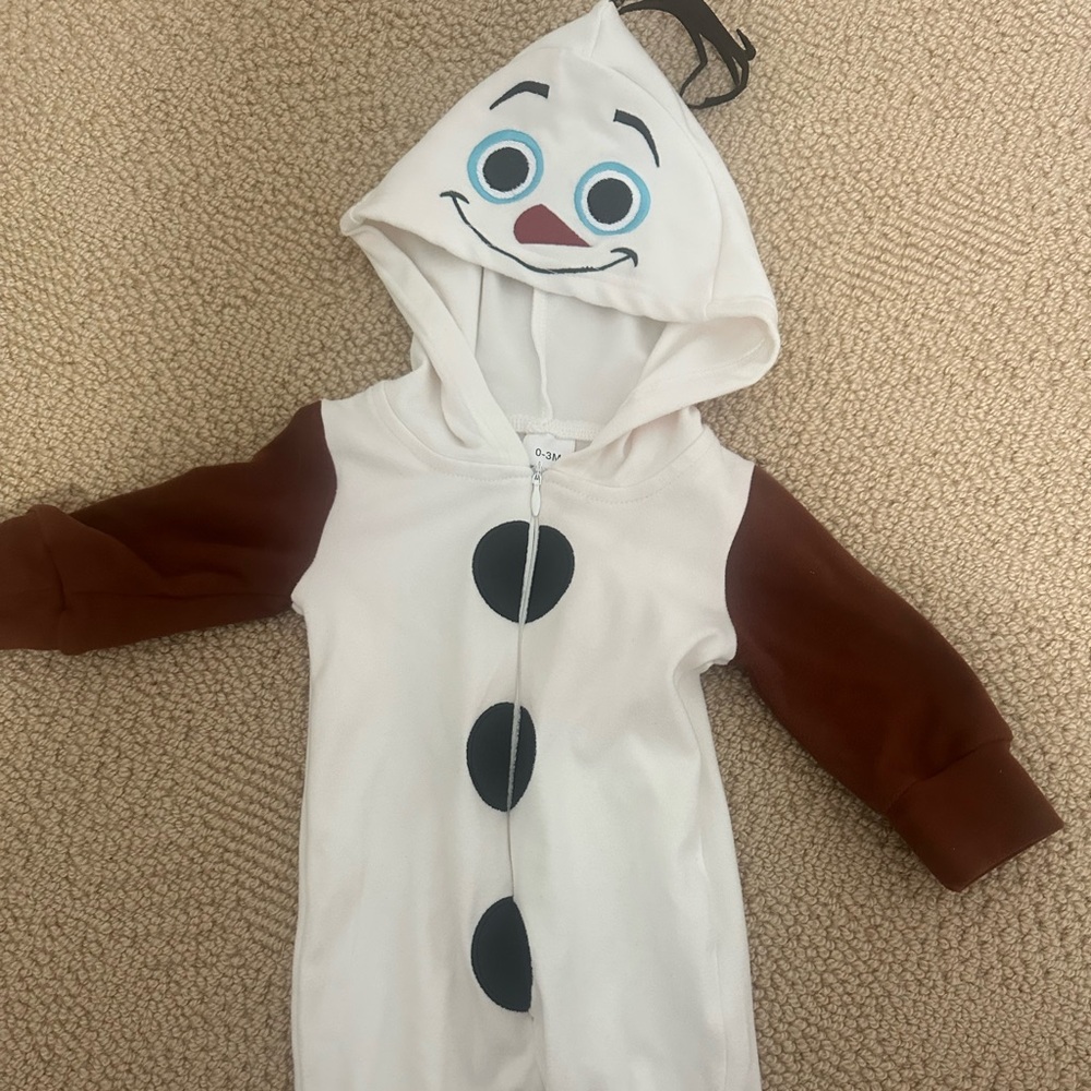Cute Olaf Snowman Hooded Onesie Costume